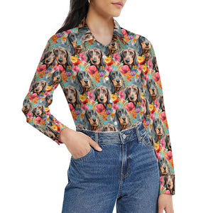 Floral Fantasy Dachshunds Women's Shirt-Apparel-Apparel, Dachshund, Shirt-4