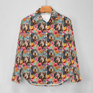 Floral Fantasy Dachshunds Women's Shirt-Apparel-Apparel, Dachshund, Shirt-5