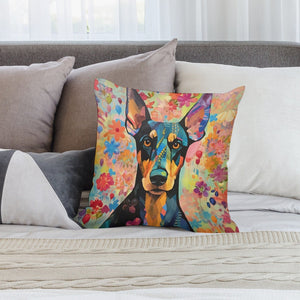 Floral Fantasy Doberman Plush Pillow Case-Cushion Cover-Doberman, Dog Dad Gifts, Dog Mom Gifts, Home Decor, Pillows-2