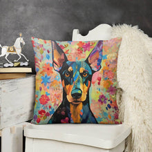 Load image into Gallery viewer, Floral Fantasy Doberman Plush Pillow Case-Cushion Cover-Doberman, Dog Dad Gifts, Dog Mom Gifts, Home Decor, Pillows-3