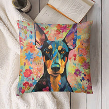 Load image into Gallery viewer, Floral Fantasy Doberman Plush Pillow Case-Cushion Cover-Doberman, Dog Dad Gifts, Dog Mom Gifts, Home Decor, Pillows-4