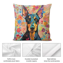 Load image into Gallery viewer, Floral Fantasy Doberman Plush Pillow Case-Cushion Cover-Doberman, Dog Dad Gifts, Dog Mom Gifts, Home Decor, Pillows-5