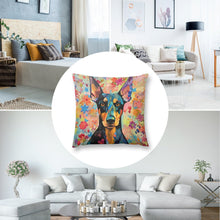 Load image into Gallery viewer, Floral Fantasy Doberman Plush Pillow Case-Cushion Cover-Doberman, Dog Dad Gifts, Dog Mom Gifts, Home Decor, Pillows-8