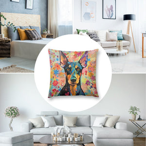 Floral Fantasy Doberman Plush Pillow Case-Cushion Cover-Doberman, Dog Dad Gifts, Dog Mom Gifts, Home Decor, Pillows-8