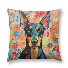 Load image into Gallery viewer, Floral Fantasy Doberman Plush Pillow Case-Cushion Cover-Doberman, Dog Dad Gifts, Dog Mom Gifts, Home Decor, Pillows-12 &quot;×12 &quot;-1