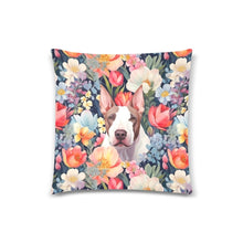 Load image into Gallery viewer, Floral Fawn and White Bull Terrier Elegance Throw Pillow Cover-Cushion Cover-Bull Terrier, Home Decor, Pillows-White-ONESIZE-2