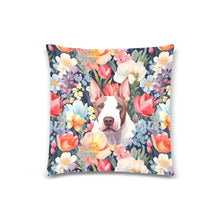 Load image into Gallery viewer, Floral Fawn and White Bull Terrier Elegance Throw Pillow Cover-Cushion Cover-Bull Terrier, Home Decor, Pillows-White-ONESIZE-1