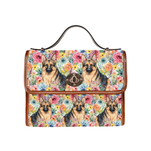 floral fidelity german shepherd in bloom satchel bag purse one