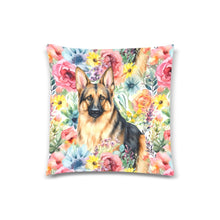Load image into Gallery viewer, Floral Fidelity German Shepherd Throw Pillow Covers - 2 Patterns-Cushion Cover-German Shepherd, Home Decor, Pillows-One Shepherd-1