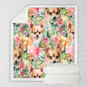 Floral Fiesta Fawn Chihuahuas Soft Warm Fleece Blanket-Blanket-Blankets, Chihuahua, Home Decor-10