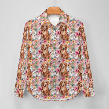 Floral Fiesta Red Dachshunds Women's Shirt-Apparel-Apparel, Dachshund, Shirt-3