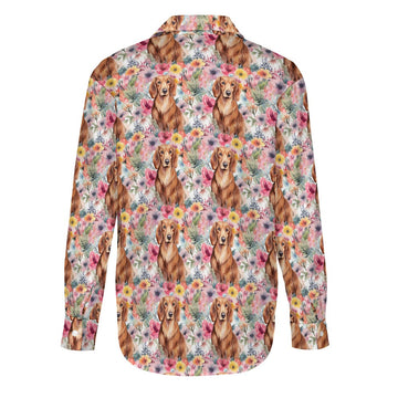 Floral Fiesta Red Dachshunds Women's Shirt-Apparel-Apparel, Dachshund, Shirt-4