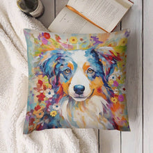 Load image into Gallery viewer, Floral Finesse Australian Shepherd Plush Pillow Case-Cushion Cover-Australian Shepherd, Dog Dad Gifts, Dog Mom Gifts, Home Decor, Pillows-4