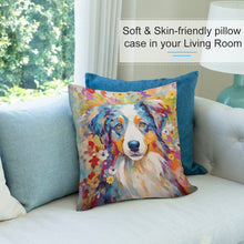 Load image into Gallery viewer, Floral Finesse Australian Shepherd Plush Pillow Case-Cushion Cover-Australian Shepherd, Dog Dad Gifts, Dog Mom Gifts, Home Decor, Pillows-7