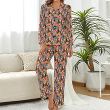 Load image into Gallery viewer, Floral Frolic Chocolate Dachshunds Pajama Set for Women-3