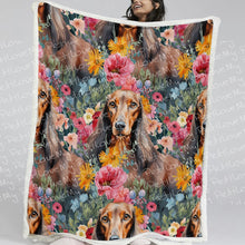Load image into Gallery viewer, Floral Frolic Chocolate Dachshunds Soft Warm Fleece Blanket-Blanket-Blankets, Dachshund, Home Decor-11