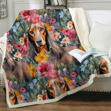 Load image into Gallery viewer, Floral Frolic Chocolate Dachshunds Soft Warm Fleece Blanket-Blanket-Blankets, Dachshund, Home Decor-12