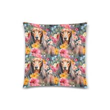 Load image into Gallery viewer, Floral Frolic Chocolate Dachshunds Throw Pillow Cover-Cushion Cover-Dachshund, Home Decor, Pillows-One Size-2