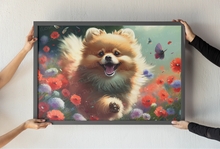Load image into Gallery viewer, Floral Frolic Pomeranian Wall Art Poster-Art-Dog Art, Home Decor, Pomeranian, Poster-2