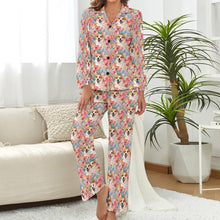 Load image into Gallery viewer, Floral Harmony Corgis and Blossoms Pajama Set for Women-Pajamas-Apparel, Corgi, Pajamas-2