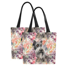 Load image into Gallery viewer, Floral Harmony Schnauzer Splendor Large Canvas Tote Bags - Set of 2-Accessories-Accessories, Bags, Schnauzer-10