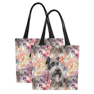 Floral Harmony Schnauzer Splendor Large Canvas Tote Bags - Set of 2-Accessories-Accessories, Bags, Schnauzer-10