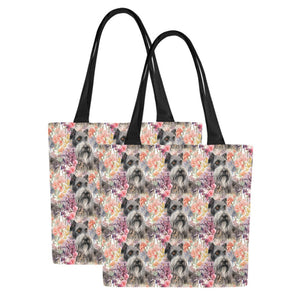 Floral Harmony Schnauzer Splendor Large Canvas Tote Bags - Set of 2-Accessories-Accessories, Bags, Schnauzer-12