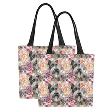 Load image into Gallery viewer, Floral Harmony Schnauzer Splendor Large Canvas Tote Bags - Set of 2-Accessories-Accessories, Bags, Schnauzer-Four Schnauzers-Set of 2-2