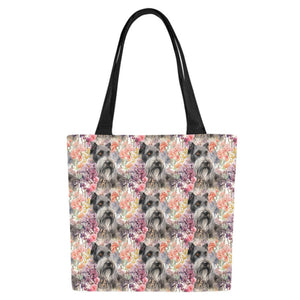 Floral Harmony Schnauzer Splendor Large Canvas Tote Bags - Set of 2-Accessories-Accessories, Bags, Schnauzer-6