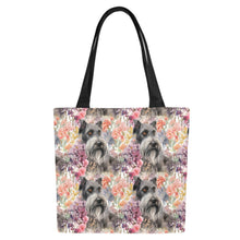 Load image into Gallery viewer, Floral Harmony Schnauzer Splendor Large Canvas Tote Bags - Set of 2-Accessories-Accessories, Bags, Schnauzer-7