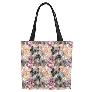 Floral Harmony Schnauzer Splendor Large Canvas Tote Bags - Set of 2-Accessories-Accessories, Bags, Schnauzer-7