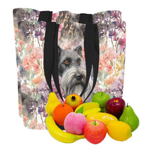 Load image into Gallery viewer, Floral Harmony Schnauzer Splendor Large Canvas Tote Bags - Set of 2-Accessories-Accessories, Bags, Schnauzer-8