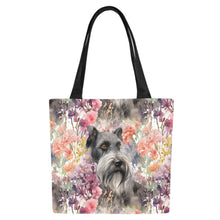 Load image into Gallery viewer, Floral Harmony Schnauzer Splendor Large Canvas Tote Bags - Set of 2-Accessories-Accessories, Bags, Schnauzer-9