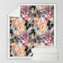 Load image into Gallery viewer, Floral Harmony Schnauzer Splendor Soft Warm Fleece Blanket-Blanket-Blankets, Home Decor, Schnauzer-10