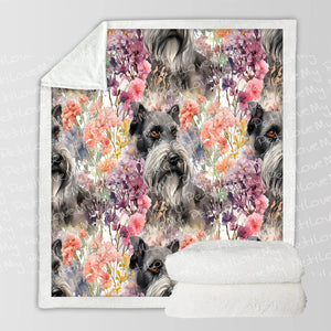 Floral Harmony Schnauzer Splendor Soft Warm Fleece Blanket-Blanket-Blankets, Home Decor, Schnauzer-10