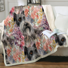 Load image into Gallery viewer, Floral Harmony Schnauzer Splendor Soft Warm Fleece Blanket-Blanket-Blankets, Home Decor, Schnauzer-12