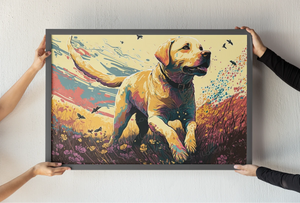 Floral Kaleidoscope Yellow Labrador Wall Art Poster-Art-Dog Art, Home Decor, Labrador, Poster-1