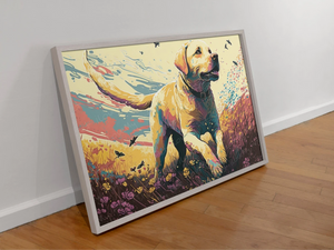 Floral Kaleidoscope Yellow Labrador Wall Art Poster-Art-Dog Art, Home Decor, Labrador, Poster-2