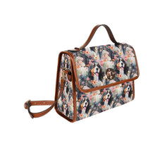 Load image into Gallery viewer, Floral Majesty Bernese Mountain Dog Satchel Bag Purse-Accessories-Accessories, Bags, Bernese Mountain Dog, Purse-Black3-ONE SIZE-3
