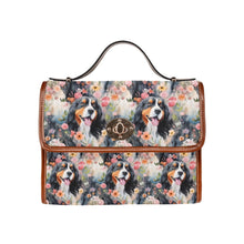 Load image into Gallery viewer, Floral Majesty Bernese Mountain Dog Satchel Bag Purse-Accessories-Accessories, Bags, Bernese Mountain Dog, Purse-Black3-ONE SIZE-1