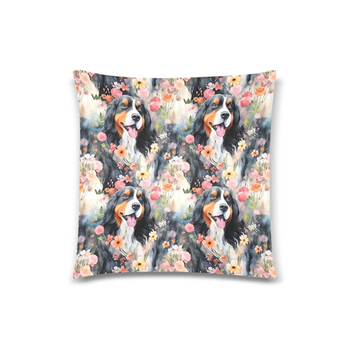 Floral Majesty Bernese Mountain Dog Throw Pillow Cover-Cushion Cover-Bernese Mountain Dog, Home Decor, Pillows-One Size-1
