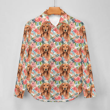 Floral Meadow Red Dachshunds Women's Shirt-Apparel-Apparel, Dachshund, Shirt-4