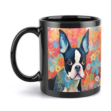 Load image into Gallery viewer, Floral Mosaic Boston Terrier Coffee Mug-4