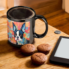 Load image into Gallery viewer, Floral Mosaic Boston Terrier Coffee Mug-ONE SIZE-Black-1