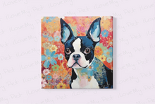 Load image into Gallery viewer, Floral Mosaic Boston Terrier Framed Wall Art Poster-Art-Boston Terrier, Dog Art, Home Decor, Poster-4
