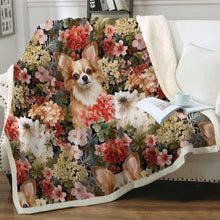 Load image into Gallery viewer, Floral Paradise Fawn and White Chihuahua Soft Warm Fleece Blanket-Blanket-Blankets, Chihuahua, Home Decor-11