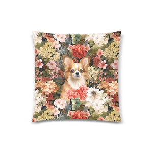Floral Paradise Fawn White Chihuahua Throw Pillow Covers-Cushion Cover-Chihuahua, Home Decor, Pillows-2