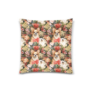 Floral Paradise Fawn White Chihuahua Throw Pillow Covers-Cushion Cover-Chihuahua, Home Decor, Pillows-3