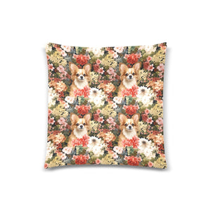 Floral Paradise Fawn White Chihuahua Throw Pillow Covers-Cushion Cover-Chihuahua, Home Decor, Pillows-Four Chihuahuas-4