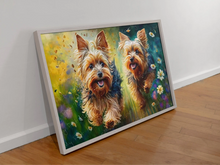 Load image into Gallery viewer, Floral Paradise Yorkshire Terriers Wall Art Poster-Art-Dog Art, Home Decor, Poster, Yorkshire Terrier-5